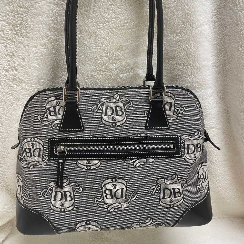 Classic Dooney & Burke Donegal Crest Dome Satchel Black & Grey Large